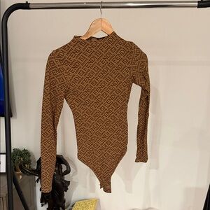Fendi Skims Brown Logo Bodysuit